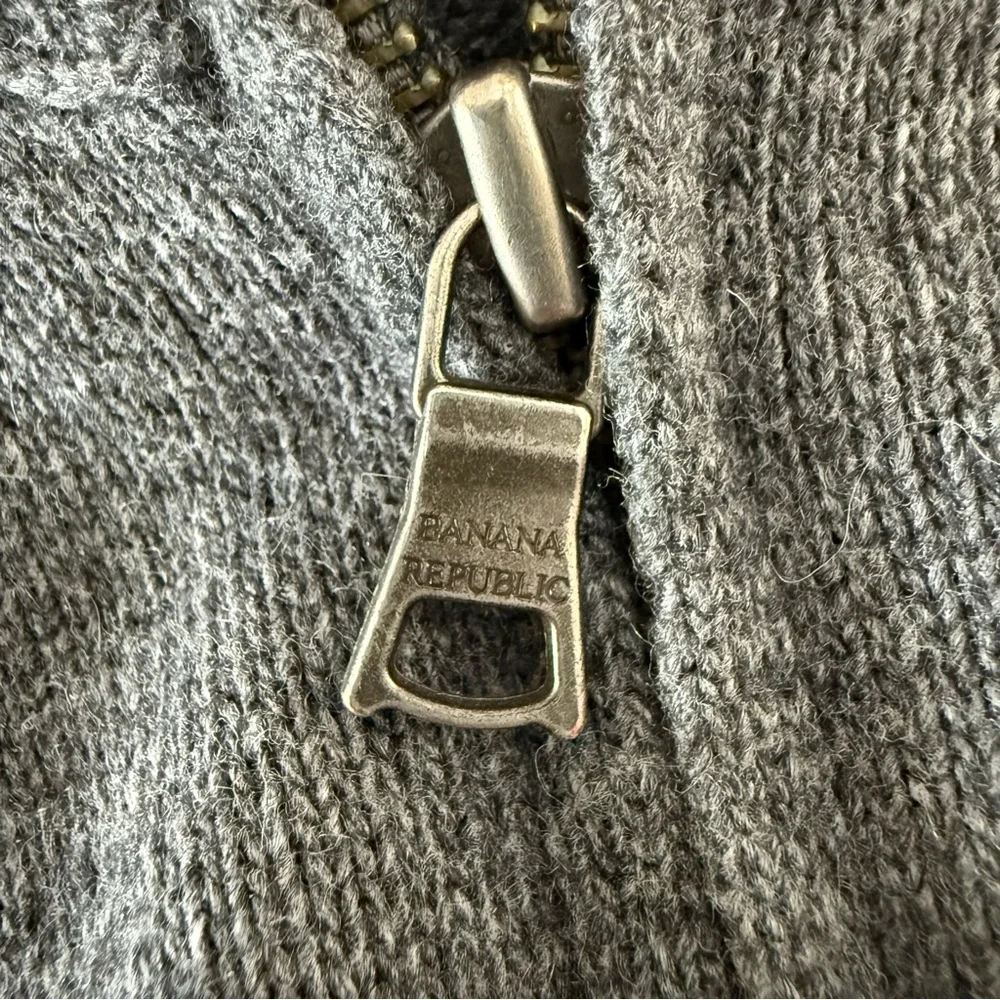 Banana Republic Wool Cashmere Full Zip Sweater Mens Size Large Gray Rabbit Hair‎